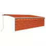 Tenda Sole Retrattile Manuale Parasole LED 5x3m Arancio Marrone