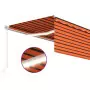 Tenda Sole Retrattile Manuale Parasole LED 5x3m Arancio Marrone