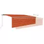 Tenda Sole Retrattile Manuale Parasole LED 5x3m Arancio Marrone