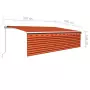 Tenda Sole Retrattile Manuale Parasole LED 5x3m Arancio Marrone