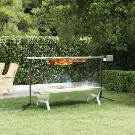 Vassoio per Barbecue Argento 118x42x30,5 cm Acciaio Inox