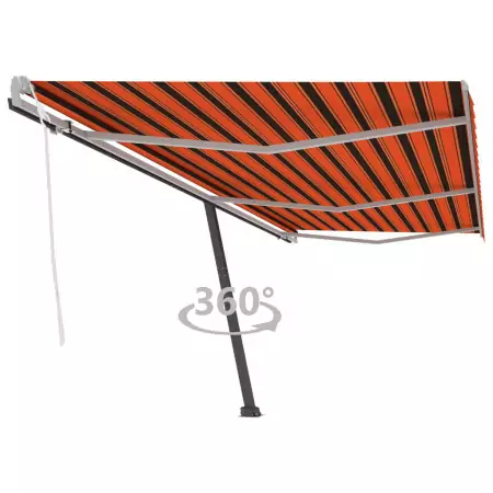 Tenda da Sole Retrattile Manuale 600x350 cm Arancione e Marrone