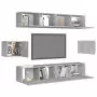 Set Porta TV 6 pz Grigio Cemento in Truciolato