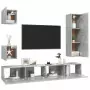 Set Porta TV 5 pz Grigio Cemento in Truciolato