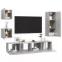 Set Porta TV 5 pz Grigio Cemento in Truciolato