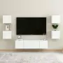 Armadietti a Parete per TV 2 pz Bianco Lucido 30,5x30x30 cm