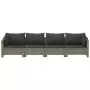 Set Divani da Giardino 4 pz con Cuscini in Polyrattan Grigio