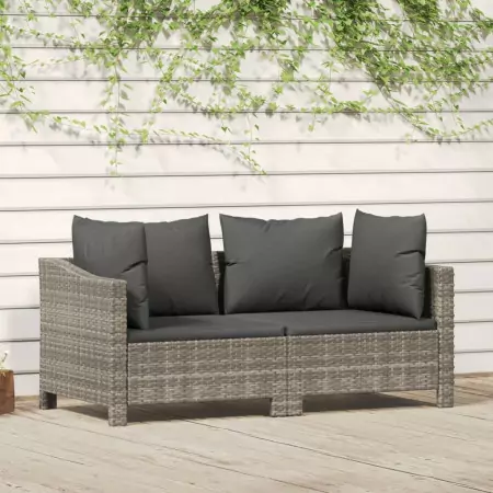 Set di Divani da Giardino 2 pz con Cuscini in Polyrattan Grigio