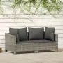 Set di Divani da Giardino 2 pz con Cuscini in Polyrattan Grigio