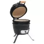 Barbecue Affumicatore 2 in 1 Kamado in Ceramica 56 cm Nero