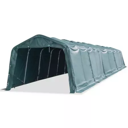 Tendone Bestiame Rimovibile PVC 550 g/m² 3,3x16 m Verde Scuro