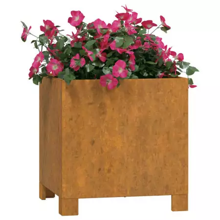 Fioriera con Gambe Grigia 32x30x33 cm Acciaio Corten